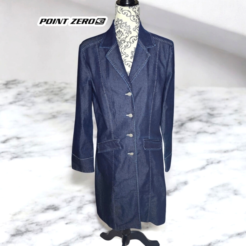 POINT ZERO Denim Trench Coat - Medium